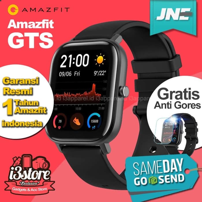Xiaomi Huami Amazfit GTS Garansi Resmi Versi International Smart Watch -  Hitam - sedia smart watch xiaomi iphone original pria wanita cewek cowok  oppo f10 android 4g m4 iwo realme ori samsung