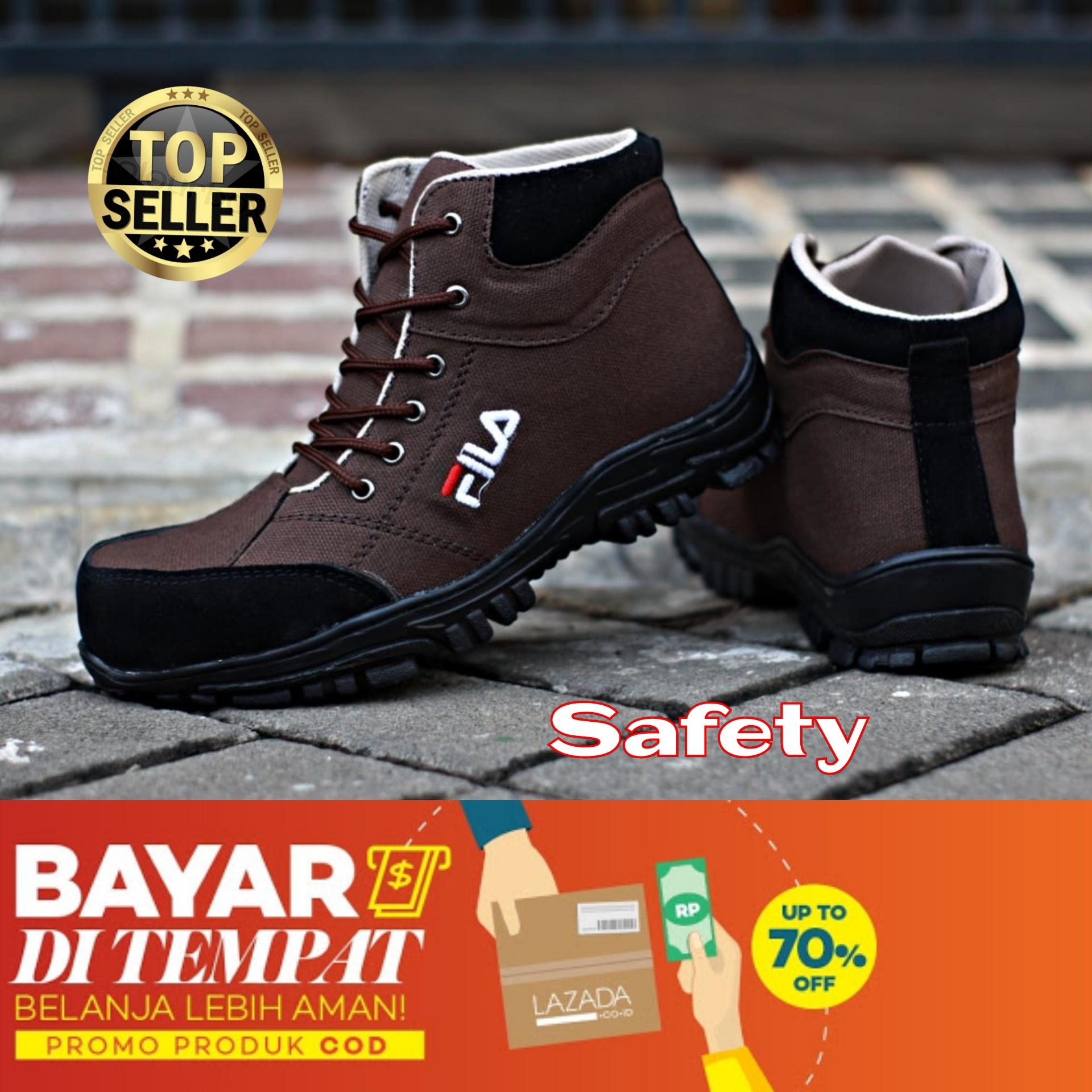 Sepatu Tracking Boots Safety Fila Sepatu gunung Hiking Kerja proyek safety shoes kerja lapangan Casual Sneakers Olahraga sepatu Pdl Pdh boot ujung besi pria bayar di tempat