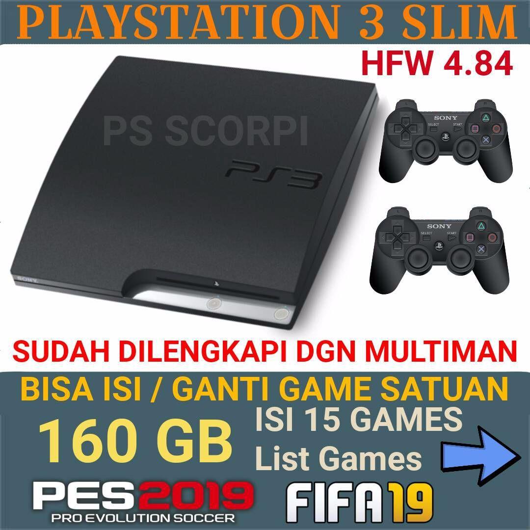SONY PLAYSTATION PS 3 PS3 SLIM 160GB OFW FULL GAMES + 2 STIK