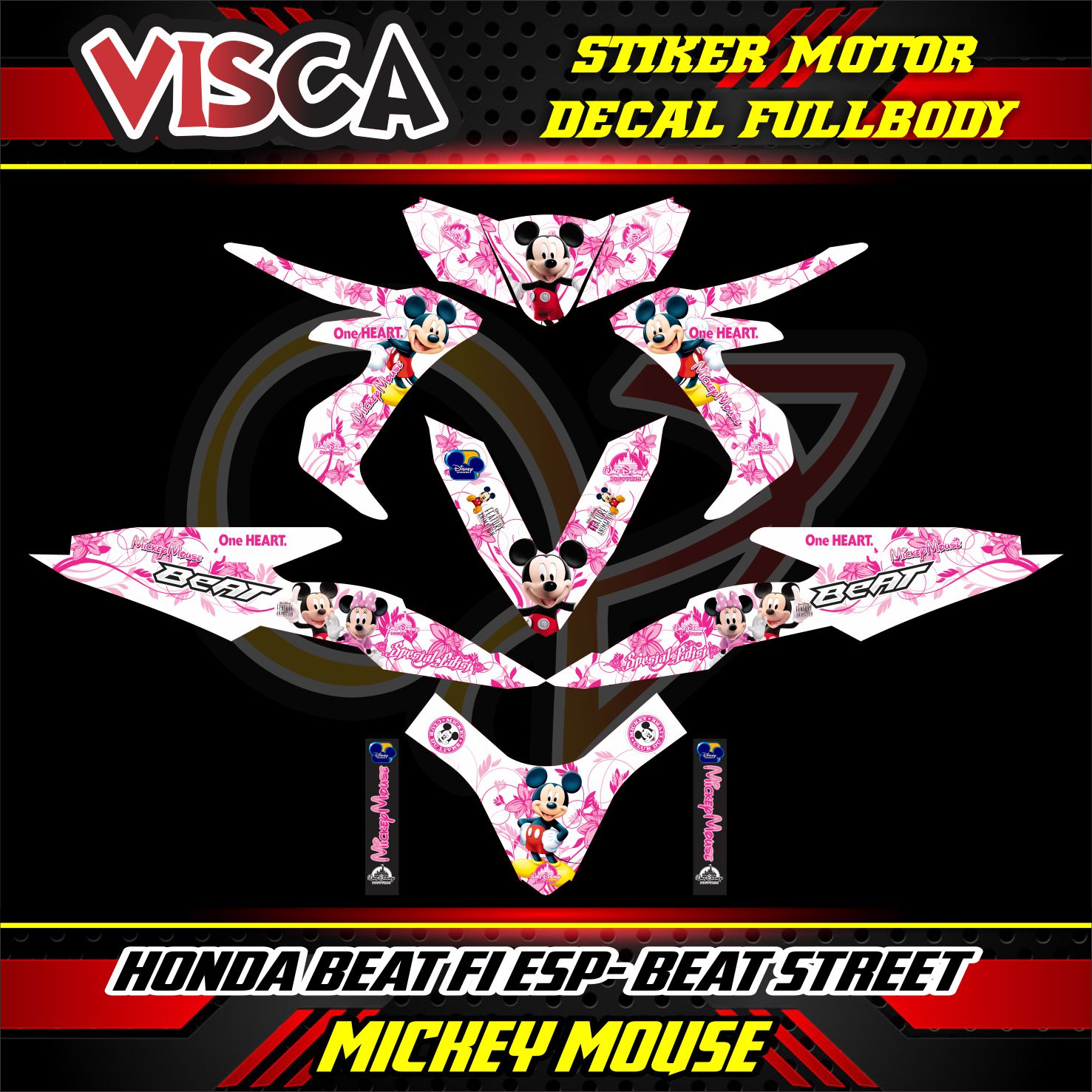 STRIPING VARIASI STIKER STICKER DECAL DEKAL FULLBODY FULL BODY MOTOR HONDA BEAT STREET HONDA BEAT ESP FI HONDA BEAT CBS ISS MICKEY MOUSE Lazada Indonesia