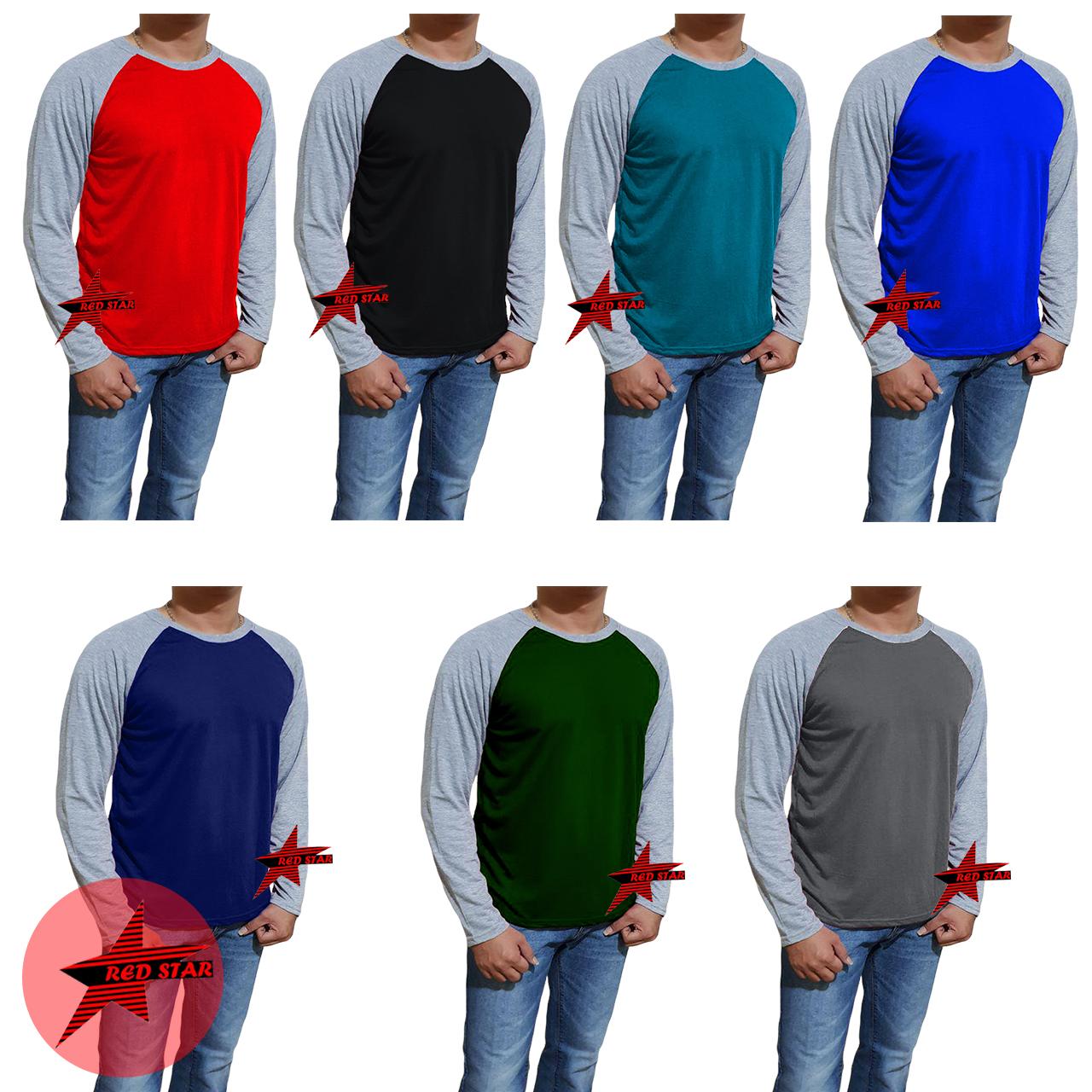 RedStar | Raglan lengan panjang pria /wanita /kaos raglan lengan panjang polos