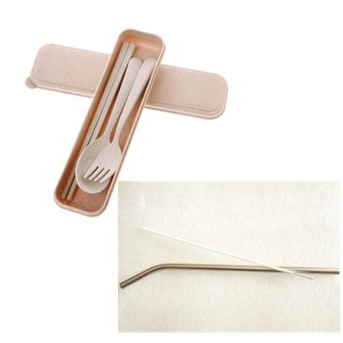 Paket Hemat Sendok Set Garpu Sumpit Travel - Set Sendok Garpu Sumpit Anak Dewasa Gen 2 Warna Random + Sedotan Stainless Steel Logam Sedotan Minuman Free Brush Pembersih Sedotan Stainless Kit Pembersih Sikat Perak Sikat Pembersih Sedotan Soft Cleaning