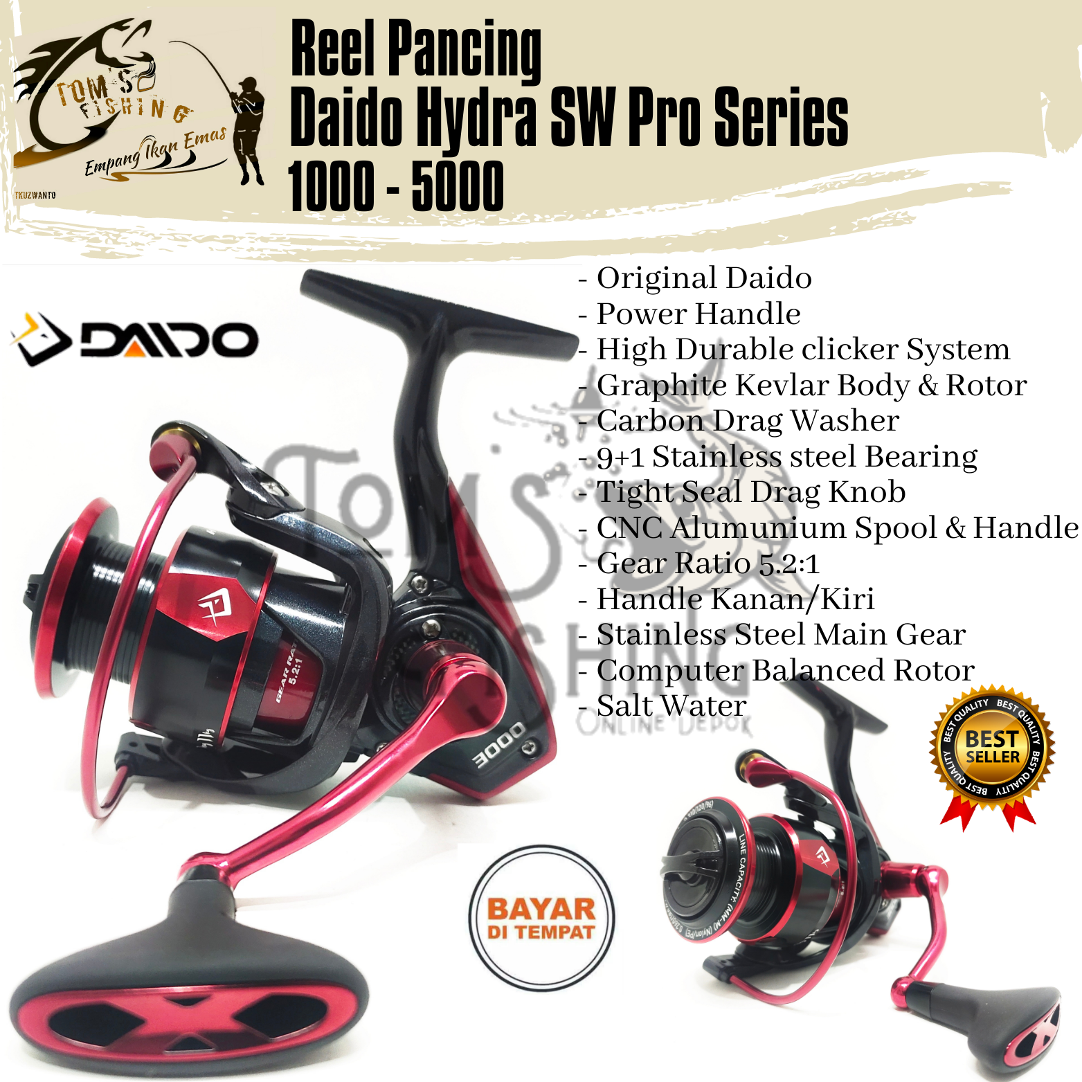 Reel Pancing Daido Hydra SW Pro Series 1000 - 5000 (9+1Bearing