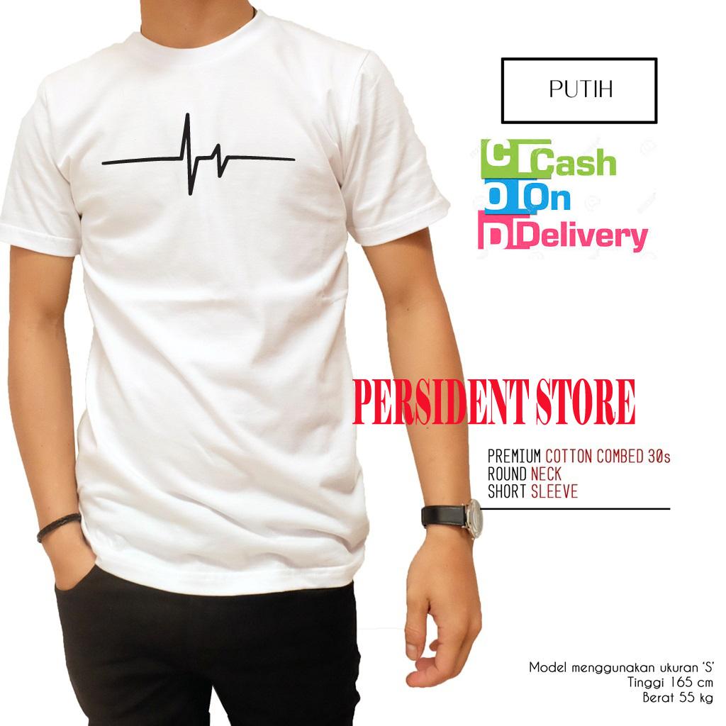 PERSIDENT STORE - Kaos Distro DETAK JANTUNG T-Shirt Distro Fashion 100% Soft Cotton