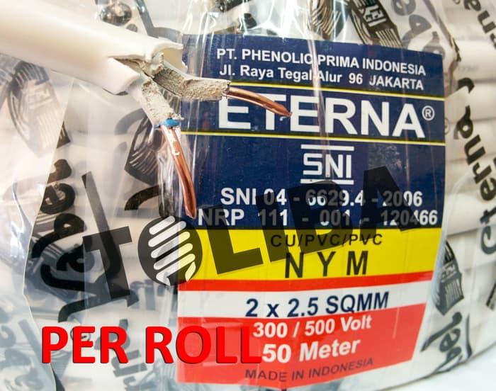 kabel eterna nym 2x2.5 2x2,5 kawat isi 2 roll 50meter 50m)SNI