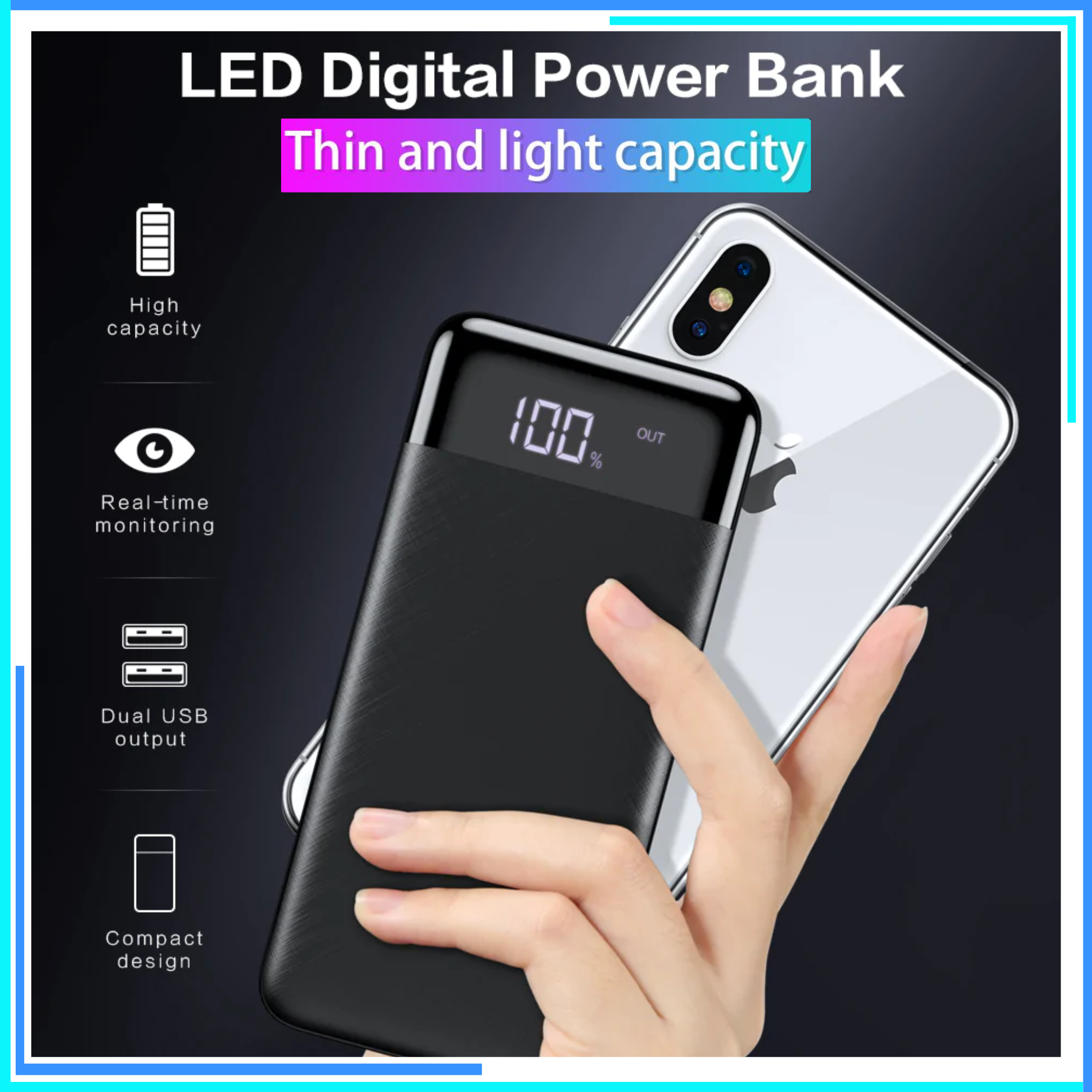 COD SMART MS Power Bank 2 Port USB LED 30000mAh / power bank fast