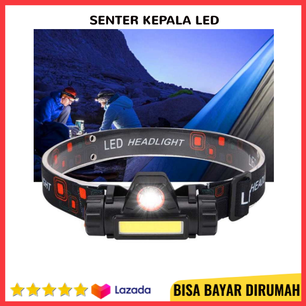 Senter Kepala Led Headlight Usb Rechargeable Q Cob Senter Helm Mini Lampu Utama Kepala