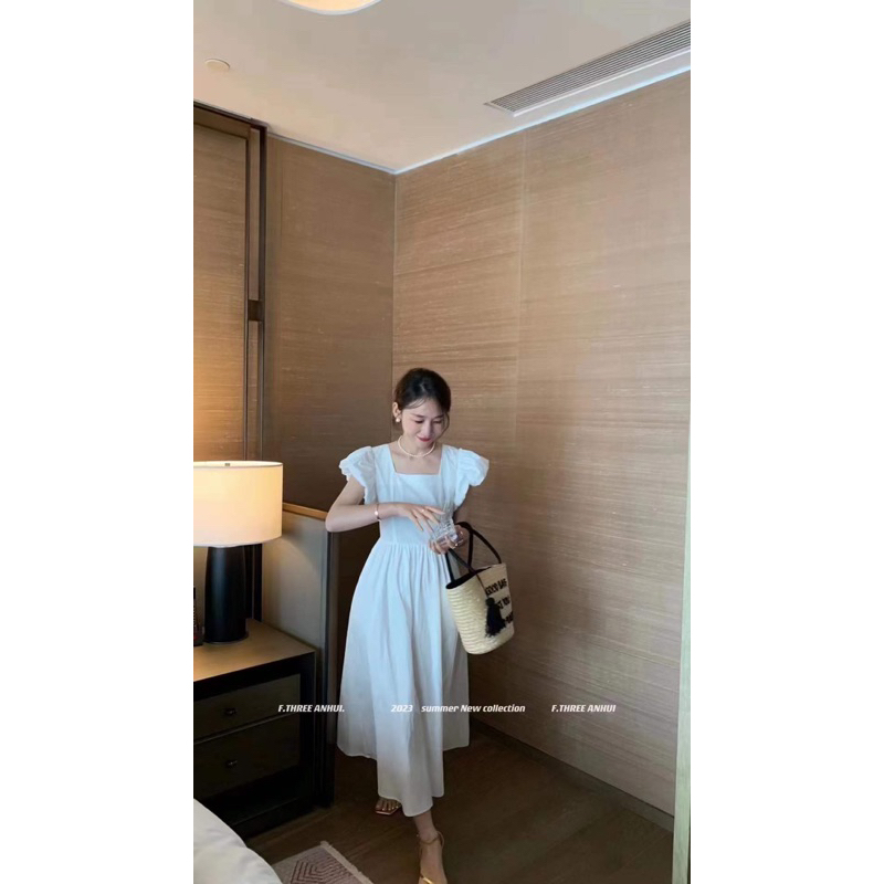midi dress vintage korean sabrina Jual Korean vintage midi dress sabrina motif flower square neck / Gaun wanita murah bergaya Korea kekinian motif bunga impor