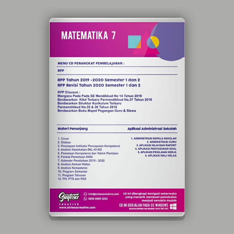 Cd Rpp 1 Lembar Matematika Smp Mts Kelas 7 K13 Revisi 2020 Lazada Indonesia