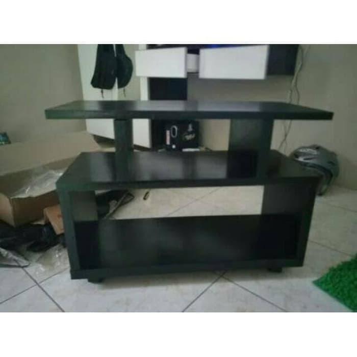 Meja Rak TV LED Minimalis Susun 3 Ada Roda