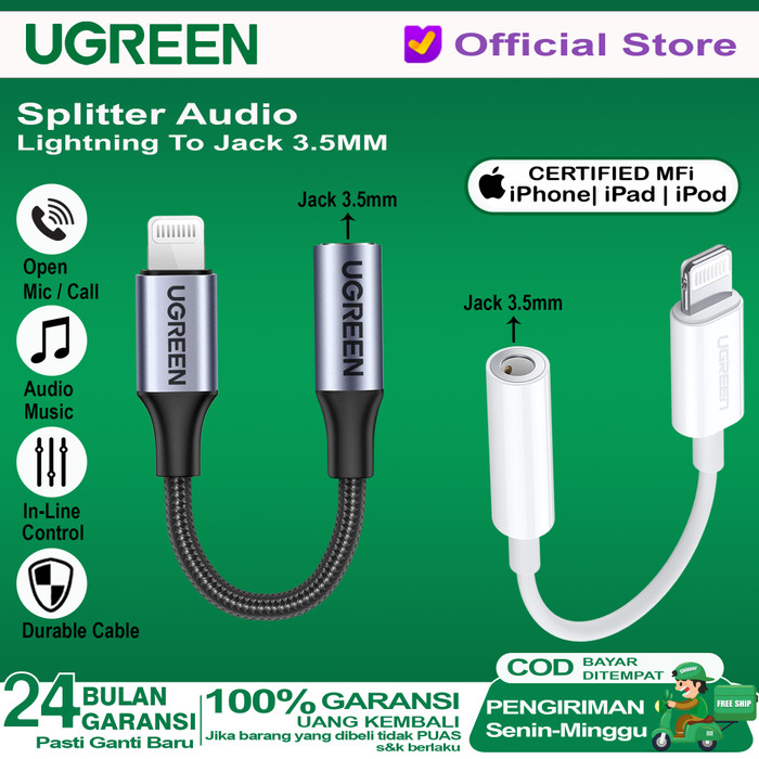 Splitter IPHONE Lightning To Jack 3.5mm MFI Audio Converter UGREEN