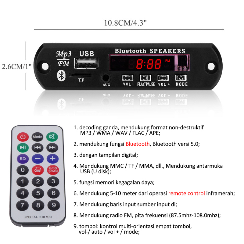 12V \u0026 5V MP3 KIT Modul BLUETOOTH 5.0 FM 