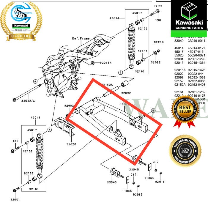 Swing Arm Kawasaki ZX130 Original Kawasaki Genuine Parts Lazada Indonesia