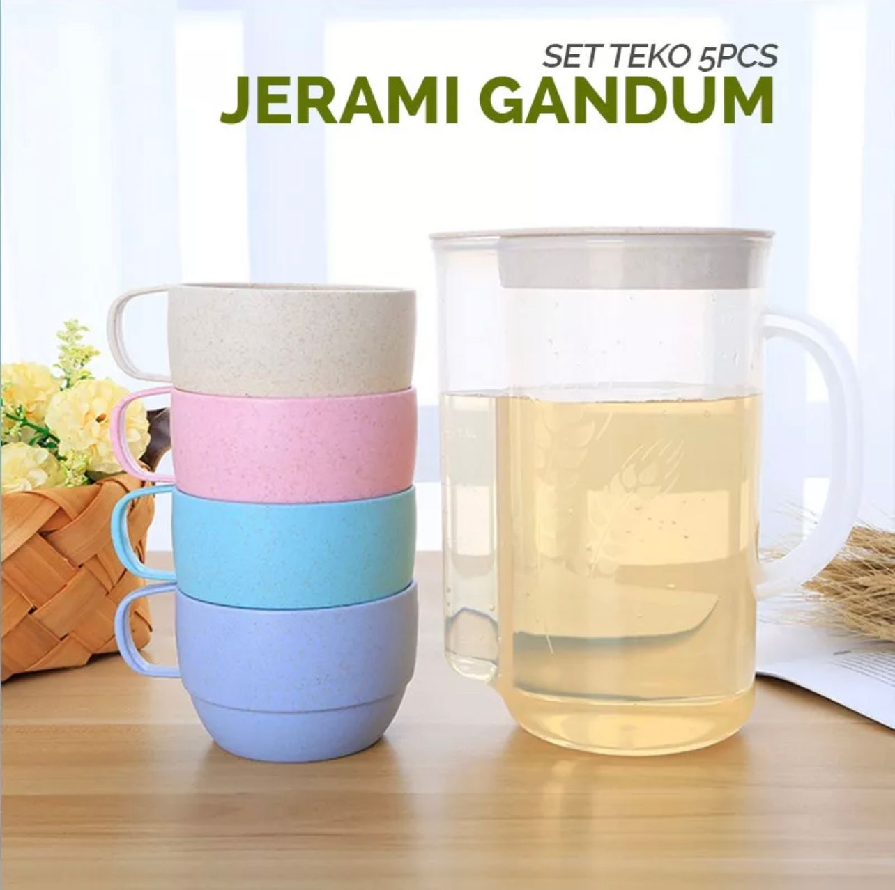 Teko Gelas Jerami Set In Bpa Free Food Grade Gelas Sharing Warna