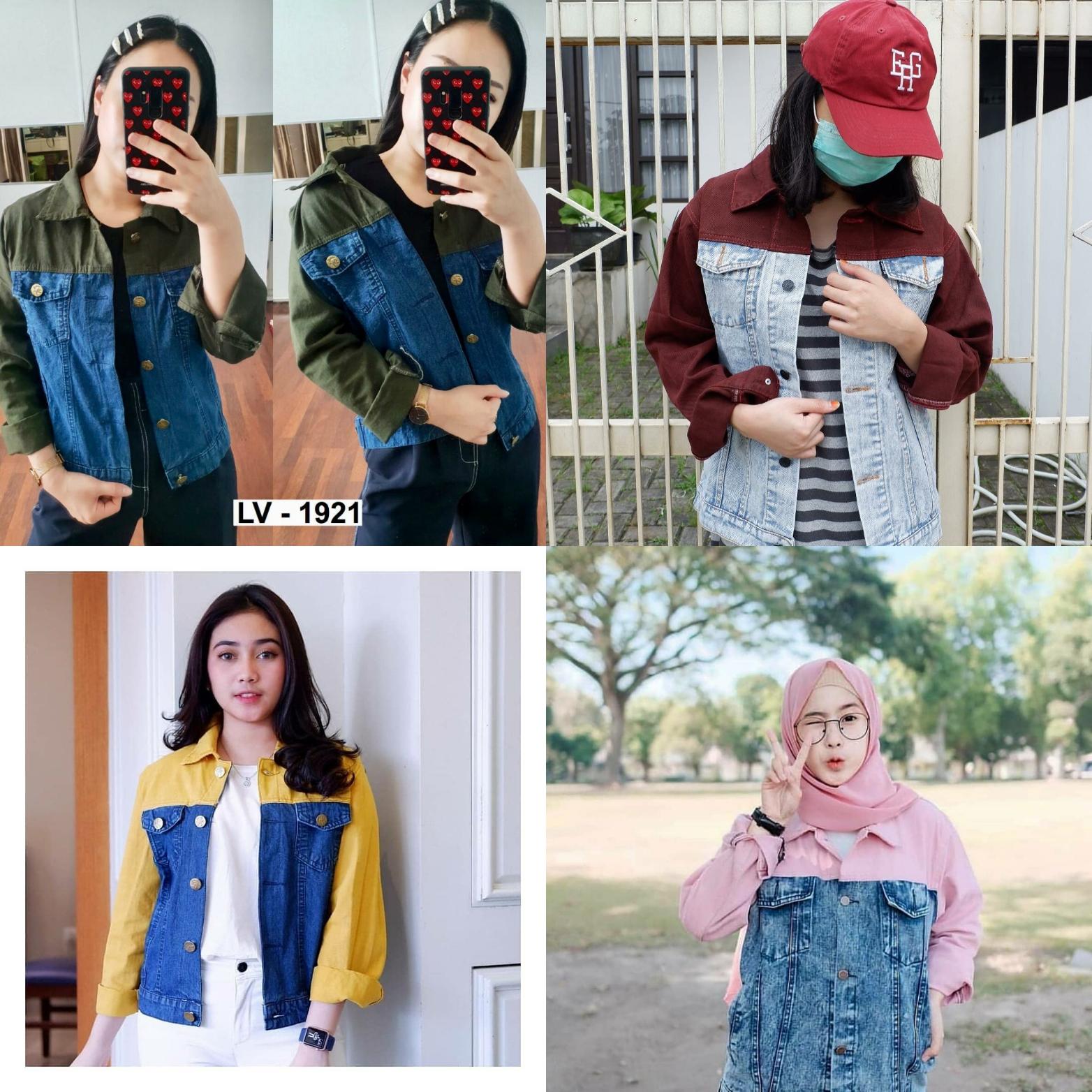 Ab Fashion Wanita - Jaket Denim Wanita - Premium Quality - Navy Combinasi