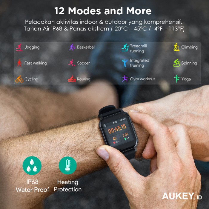 Smartwatch Aukey LS02 Fitnes Tracker 12 Activity | Lazada Indonesia