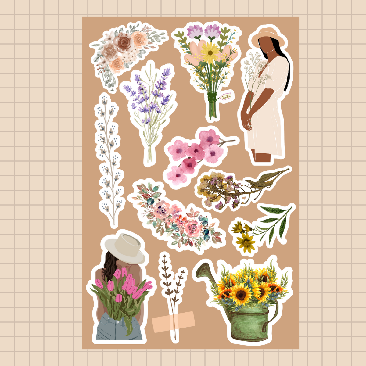 [PART 1] Flowers Stickers / stiker bunga untuk jurnal scrapbook