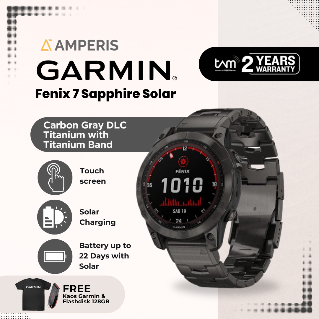 Garmin Fenix Sapphire Solar Carbon Gray DLC w/ Titanium Band