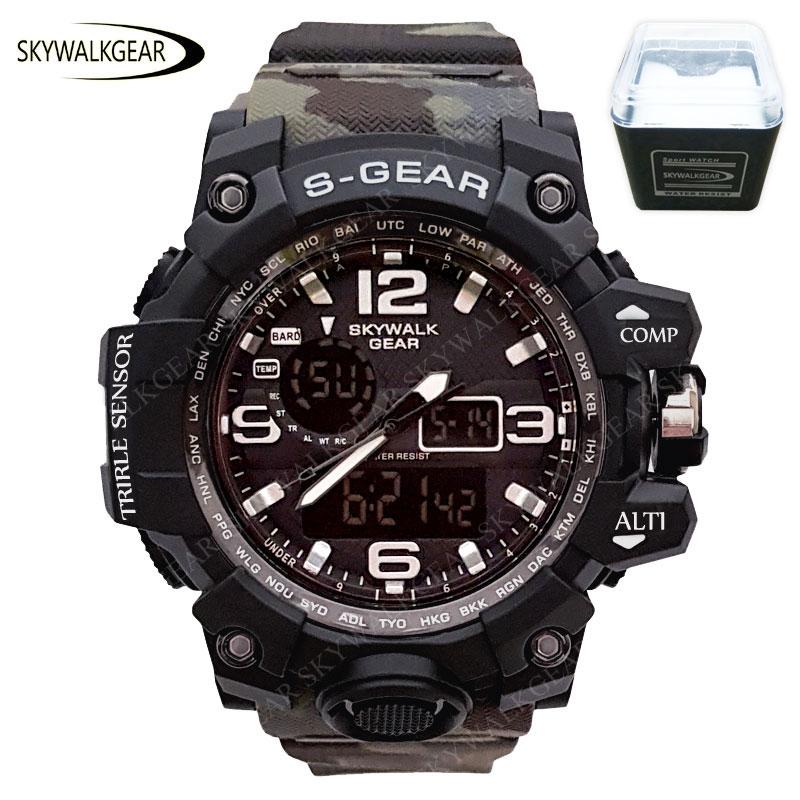 Skywalkgear Jam Tangan Militer Pria Import Dual Machine Tahan Air - Blade Master - Strap Army Tebal Elastis / Jam untuk berenang