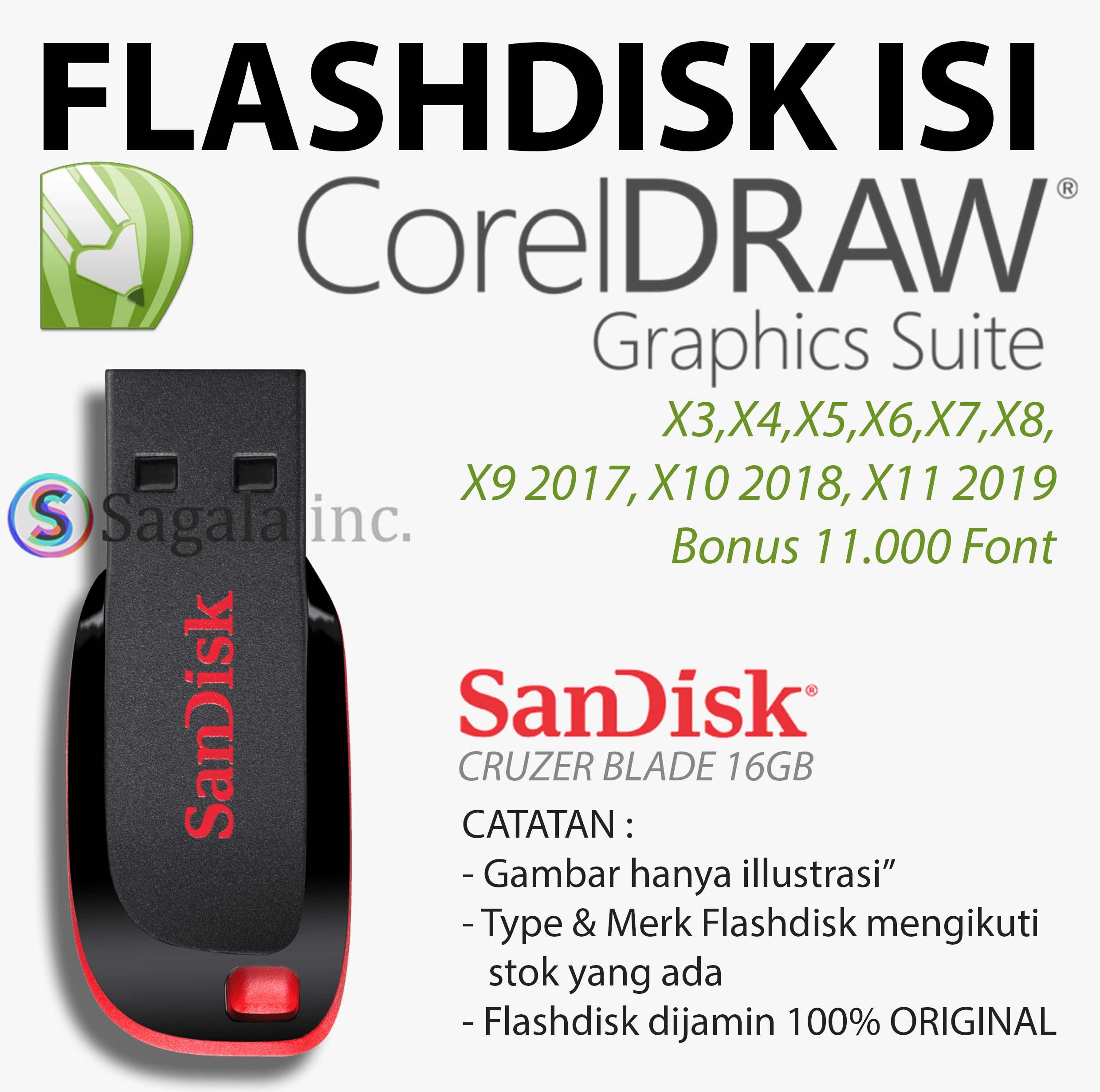Flashdisk Isi Corel Draw X3 X4 X5 X6 X7 X8 X9 X10 2018 X11 2019 Bonus