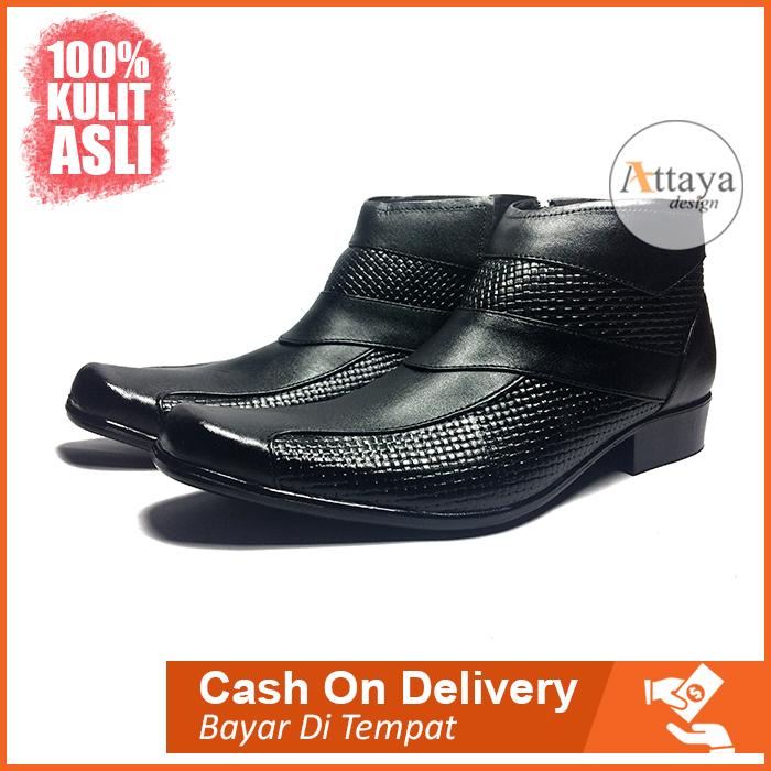 ATTAYA DESIGN – SEPATU PANTOFEL PRIA FORMAL KERJA KANTOR PESTA BAHAN KULIT ASLI MODEL SLIP ON LOAFER SLOP SELOP BOOT TALI RESLETING HARGA MURAH BERKUALITAS SERI E