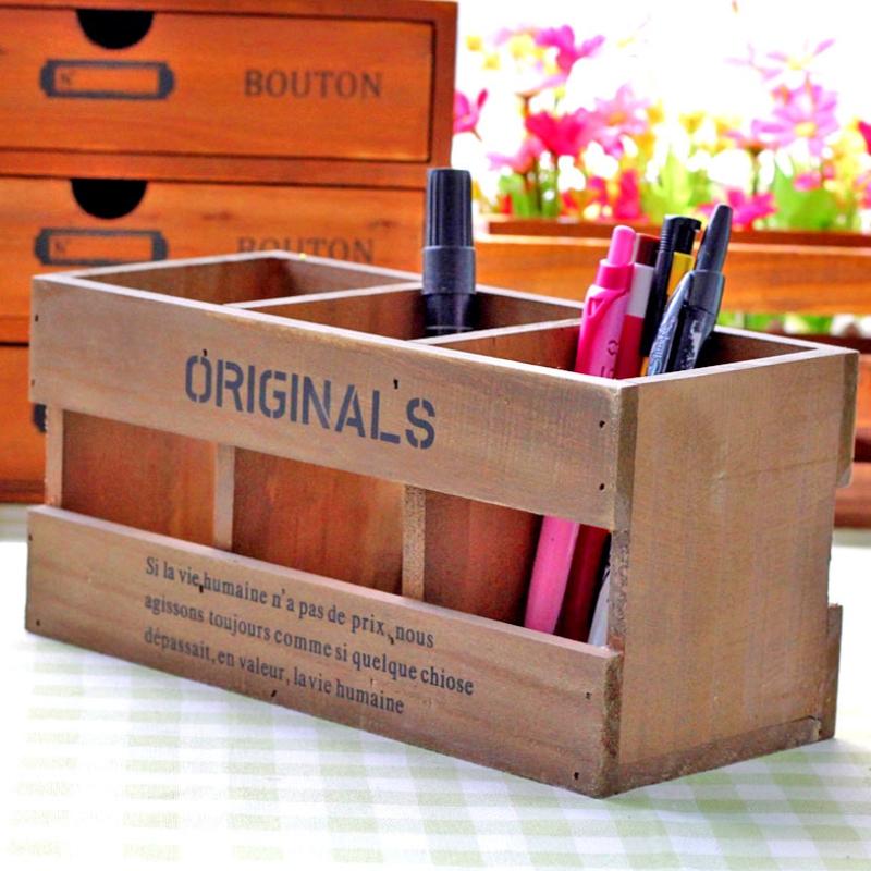 Creative Home Solid Wood Box Remote Controller Box/Pen Holders Holder 3 Layer Pen Container Gift