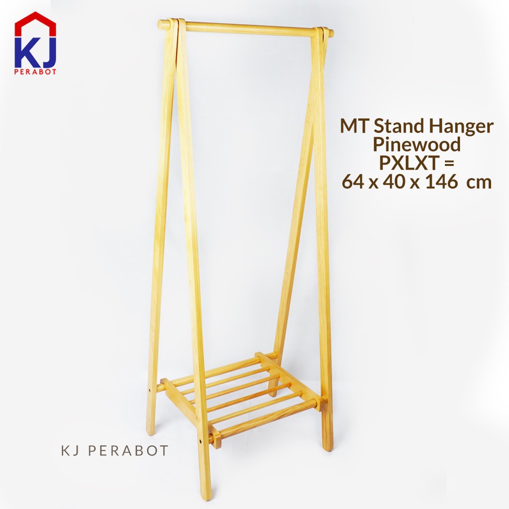 KJ Perabot Mt Stand Hanger Pine Wood Lazada Indonesia