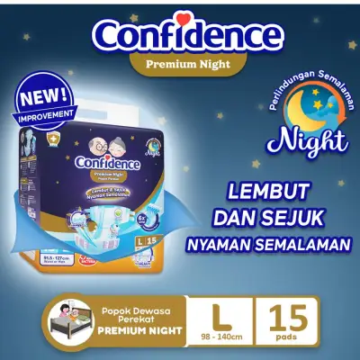 Confidence Premium Night L15 - Confidence Popok Perekat Dewasa Premium XL15