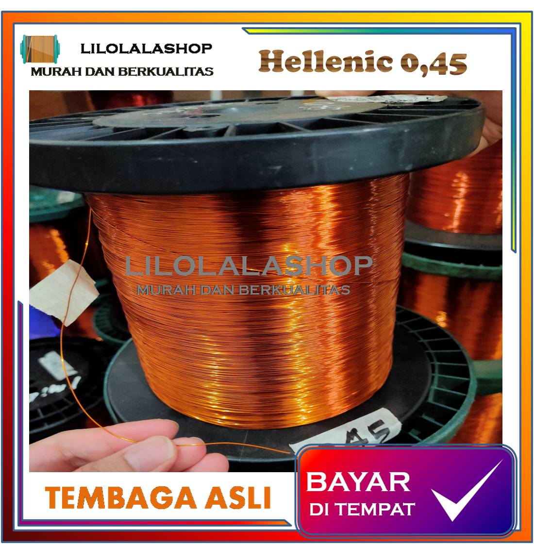KAWAT TEMBAGA EMAIL 0,45 HELLENIC 0,45 0.45 mm GULUNG DINAMO TRAFO