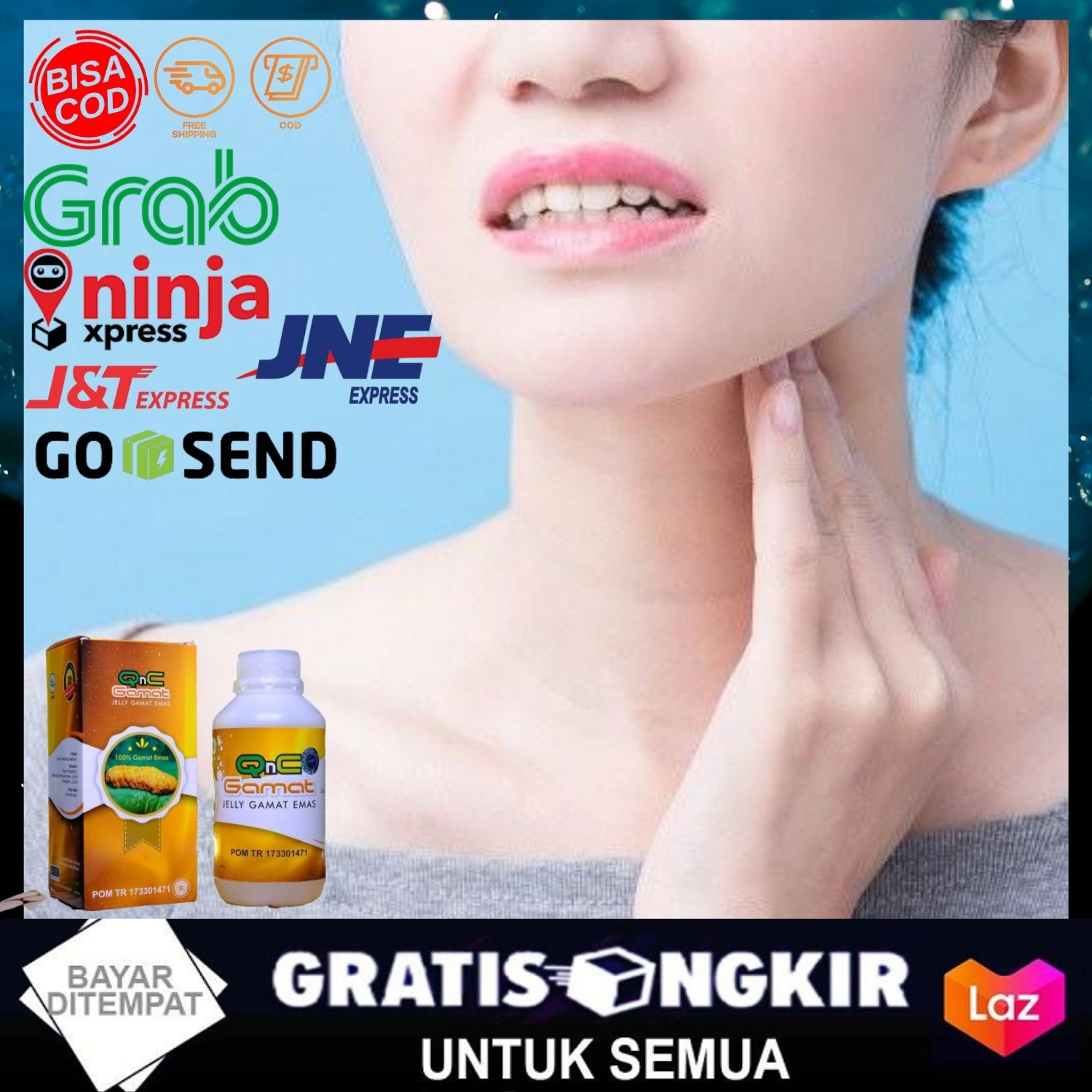 QnC Jelly Gamat 100 Original Obat Gondongan Anak dan Dewasa, Gondok
