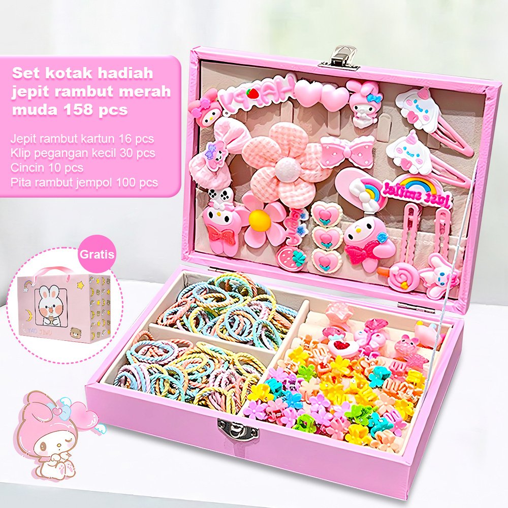 158pcs Ikat Rambut Jepit Rambut Set Anak Perempuan Kado Anak Set