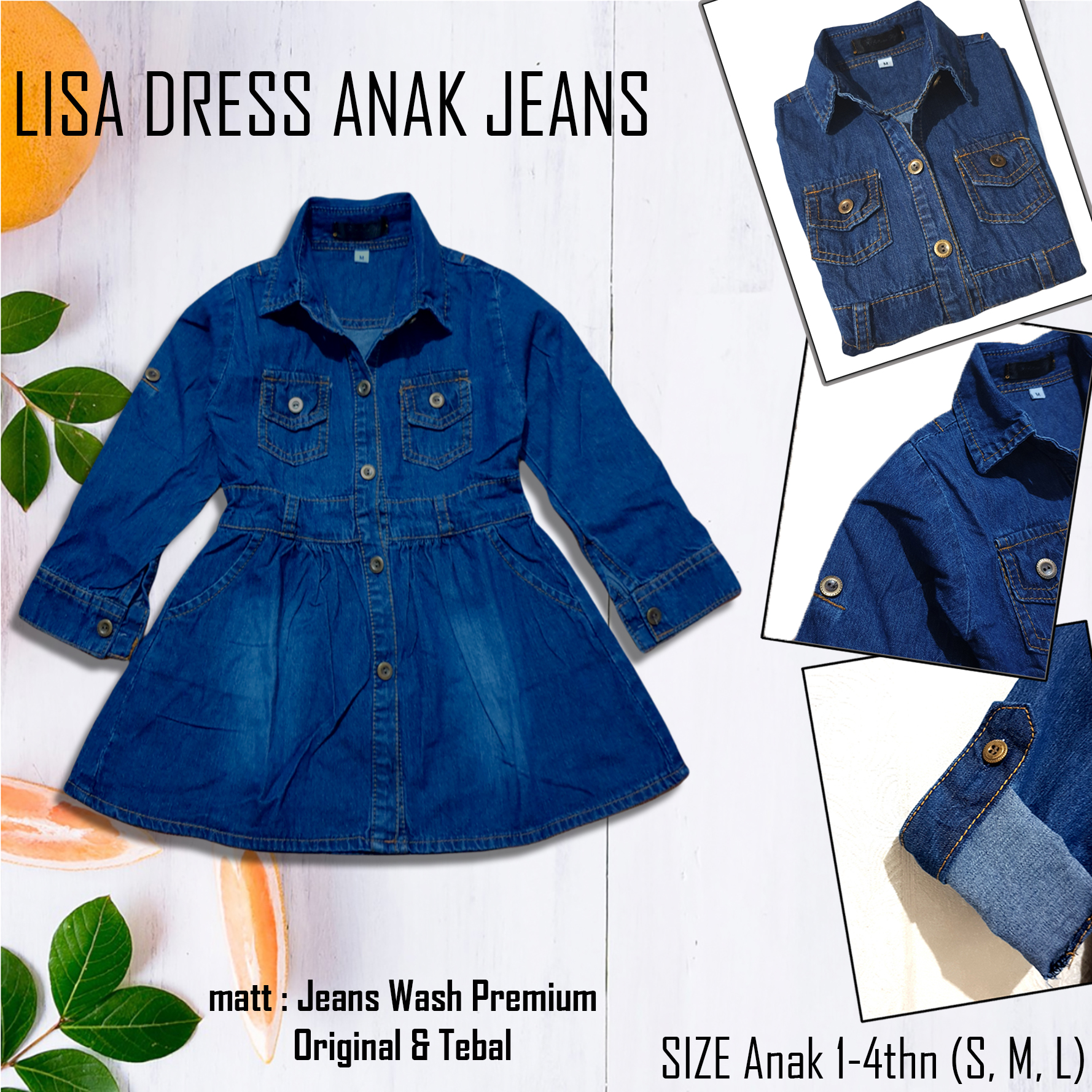 GSL - Baju Anak anak Perempuan Andin Jeans Wash Kekinian Terbaru Import