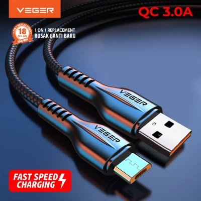 VEGER Kabel Data Cable VG18 USB MICRO 100cm Fast Charging Quick Charge QC 3.0