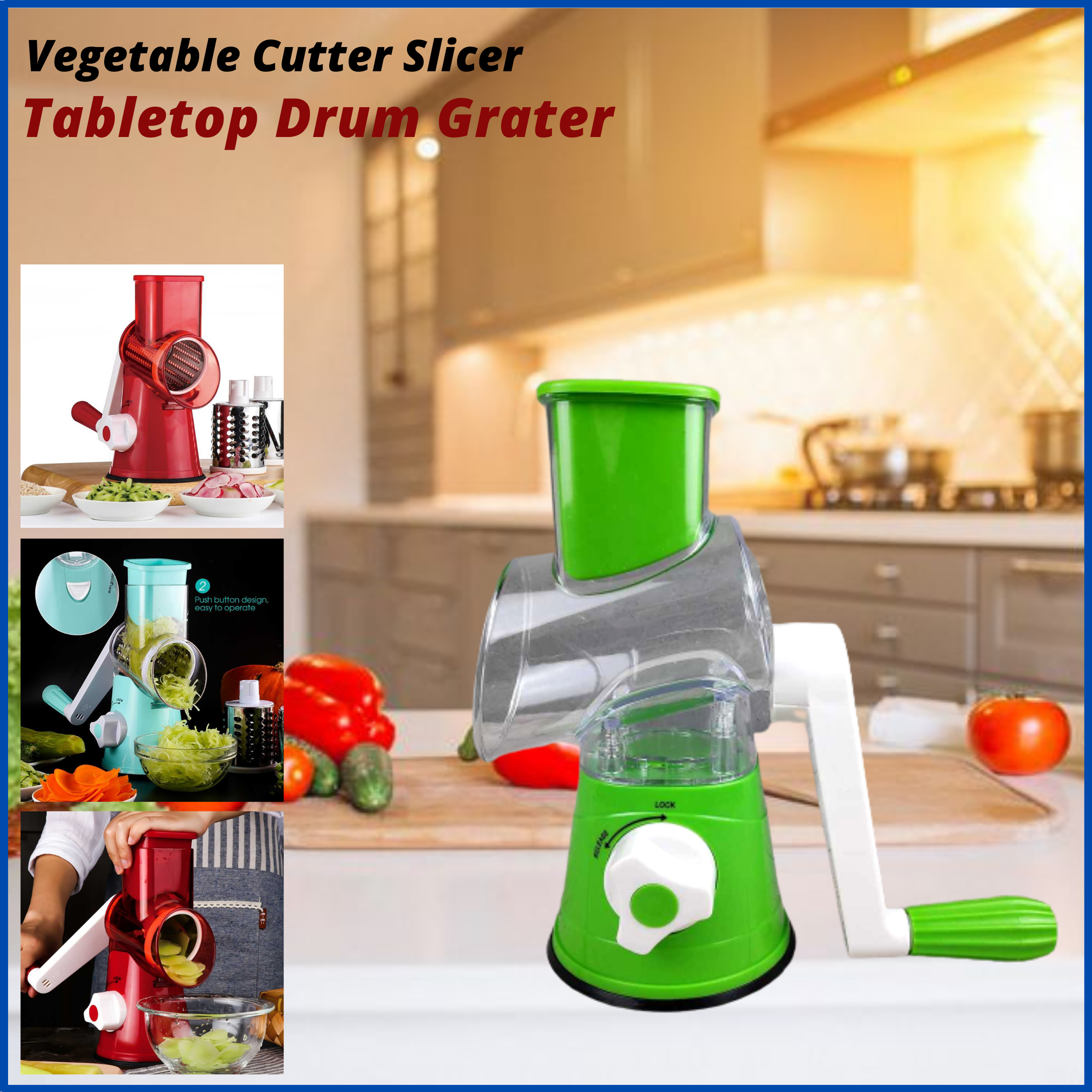 CHYU Penggiling Sayur Vegetable Cutter Slicer Tabletop Drum Grater