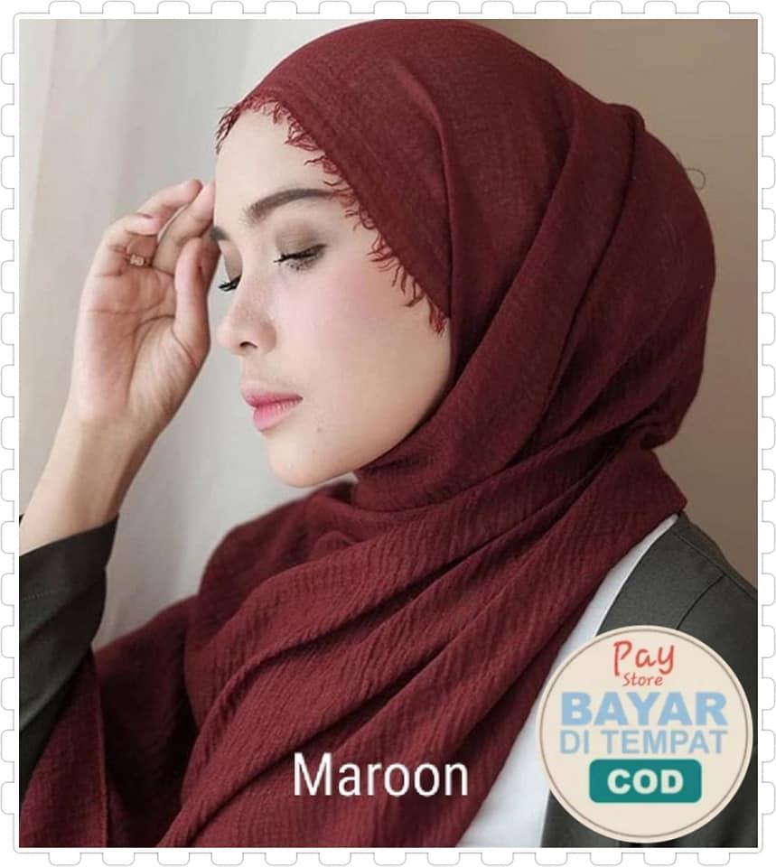PASMINA CRINKLE Hijab/Jilbab warna Maroon / Jilbab Pashmina Crinkle