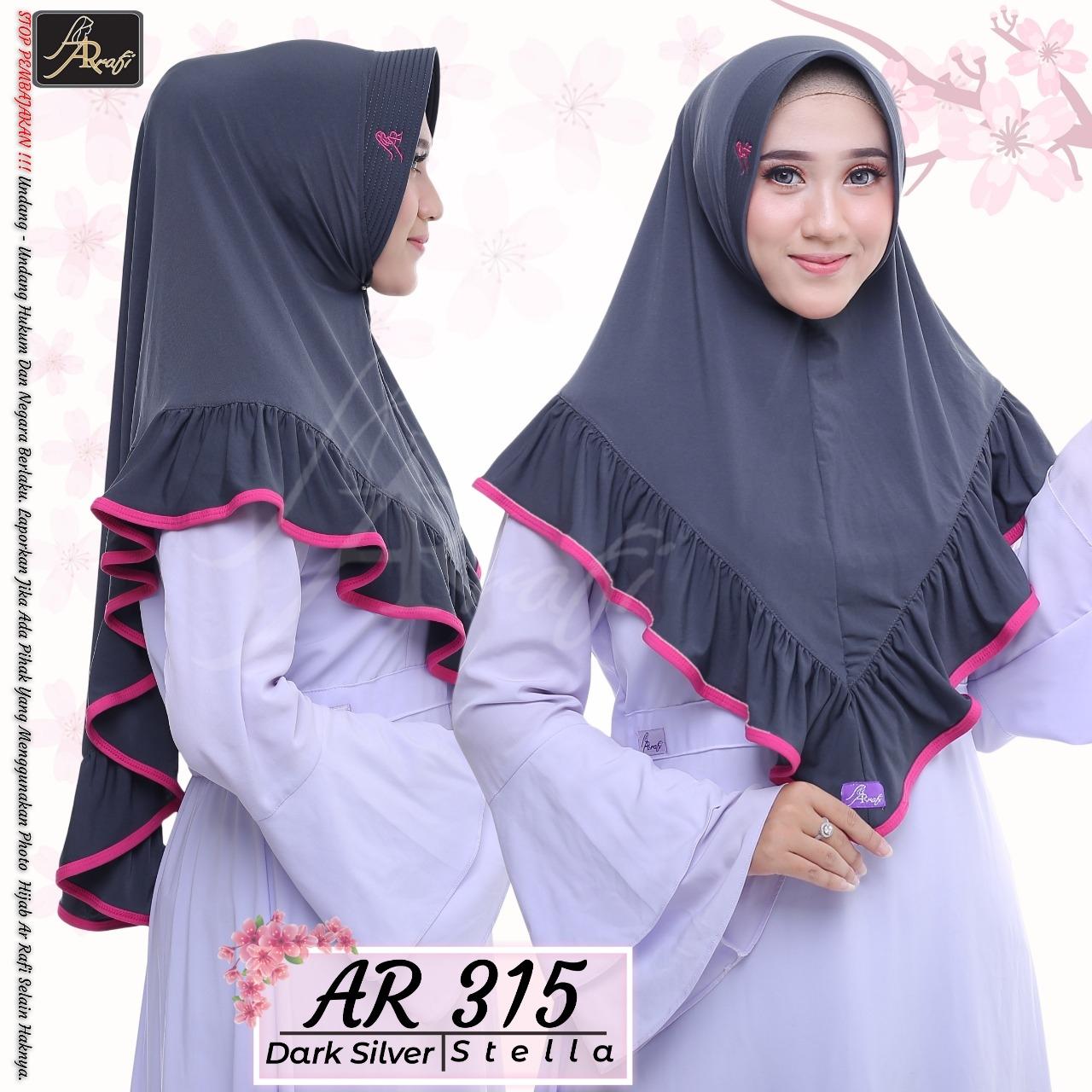 Hijab Arrafi AR 315 Dark Silver Jilbab Instan Ar Rafi Bergo Kerudung Khimar