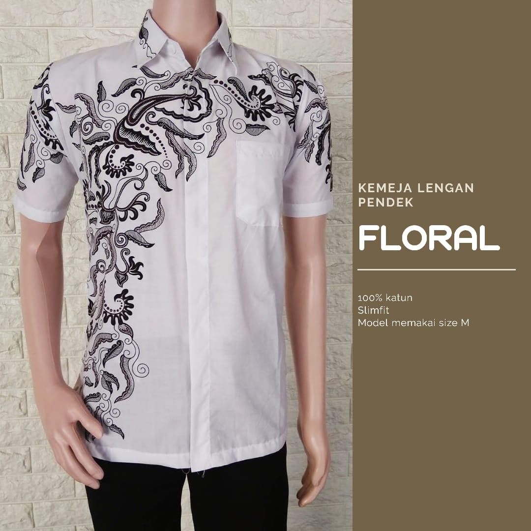 Kemeja Batik Lengan Pendek Batik Pria Baju Kantor Batik Modern Batik Pekalongan Batik Jogja Batik Solo Model Slimfit Press Body 02