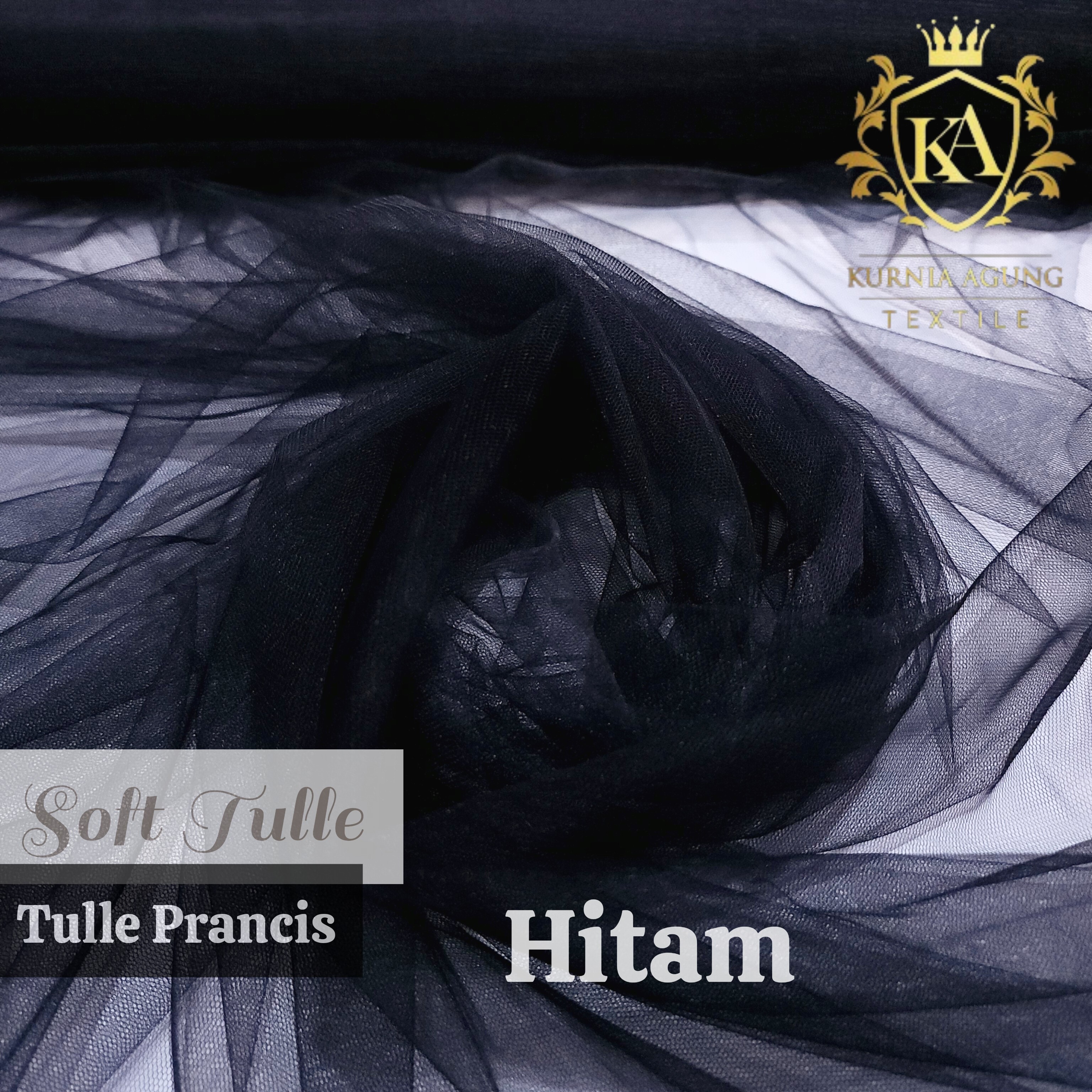 Kain Warna Hitam Polos Satin England Soft Tile Brokat Glitter