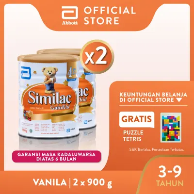 Similac GainKid Vanila 900 g (3-9 tahun) Susu Pertumbuhan - Milk Powder - 2 kaleng