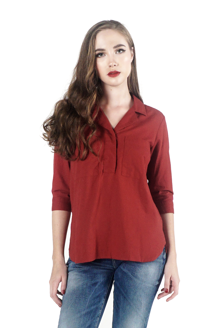Logo Jeans Crymsin Maroon Women's Shirt 