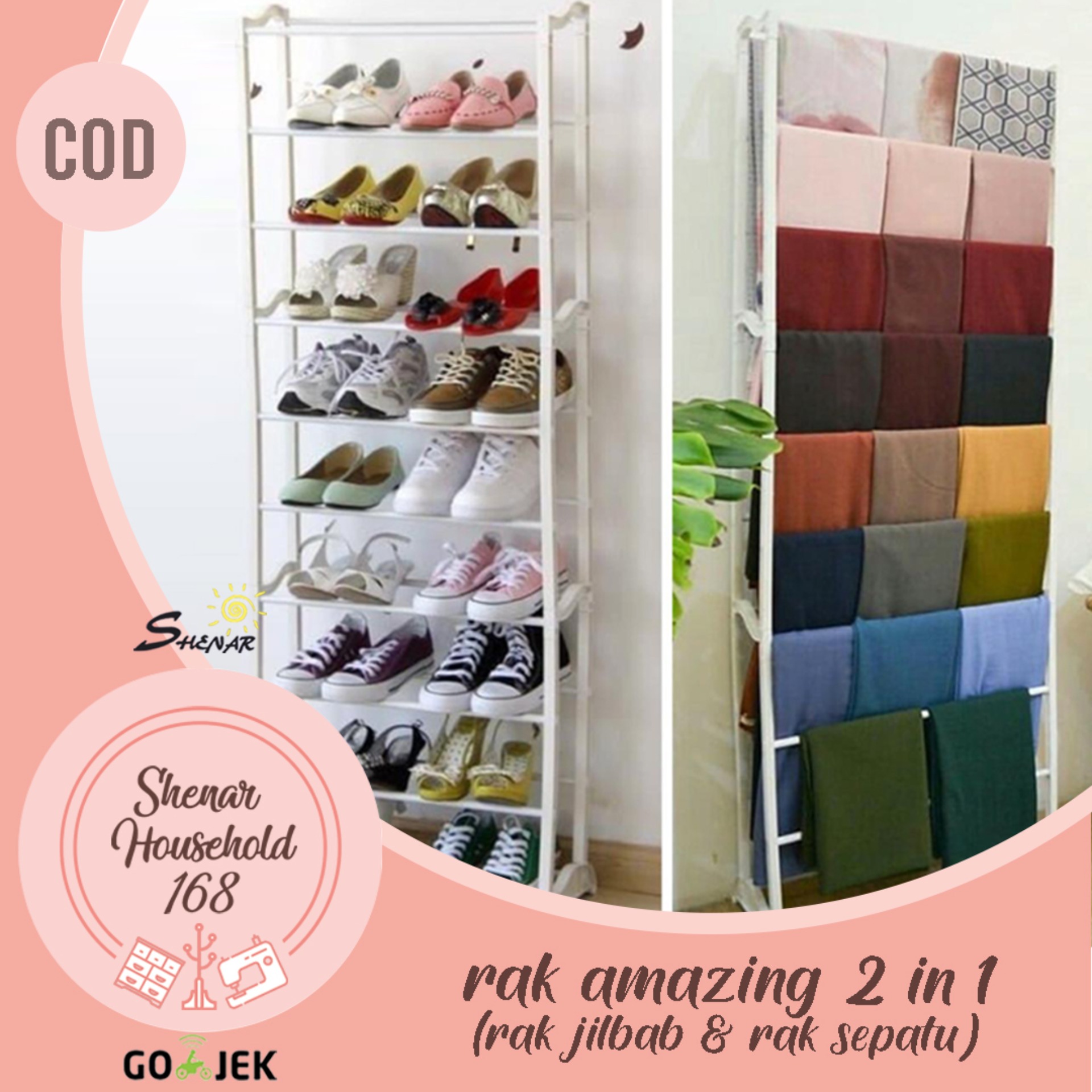 Amazing Shoe Rack Sepatu Rak Rack Jilbab 2 In 1 Rak Sandal Tempat Sepatu Dan Sandal Rak Almunium Rak 10 Tingkat Shenarhousehold168 Lazada Indonesia