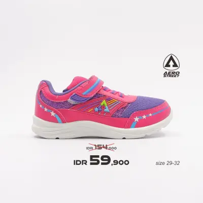 Aerostreet 29-32 RainbowStar Fushia - Sepatu Sneakers Casual Sport Sekolah Pria Wanita Aero Street