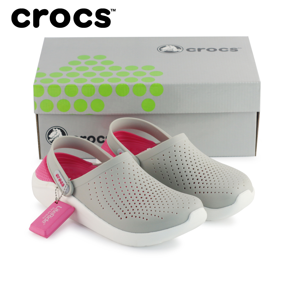 crocs literide grey pink