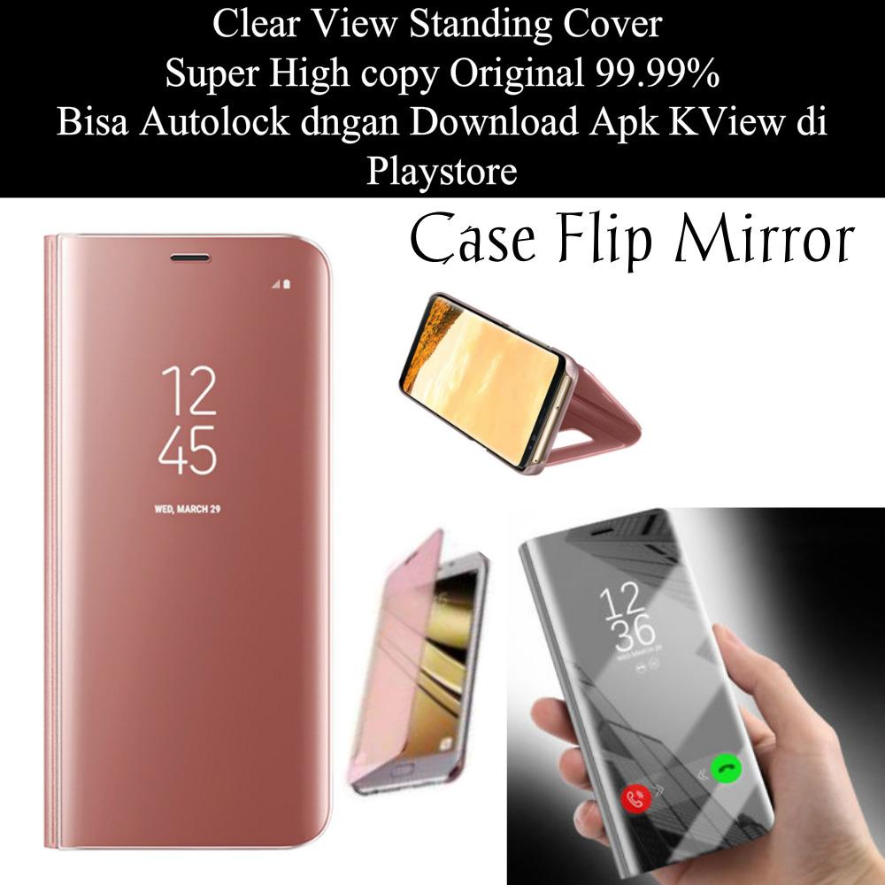 Flip Mirror Clear View Standing Cover (Xiaomi Redmi 6A) ENAM A Super Hight Copy 99.99% Autolock APK KView Playstore -Ashifa