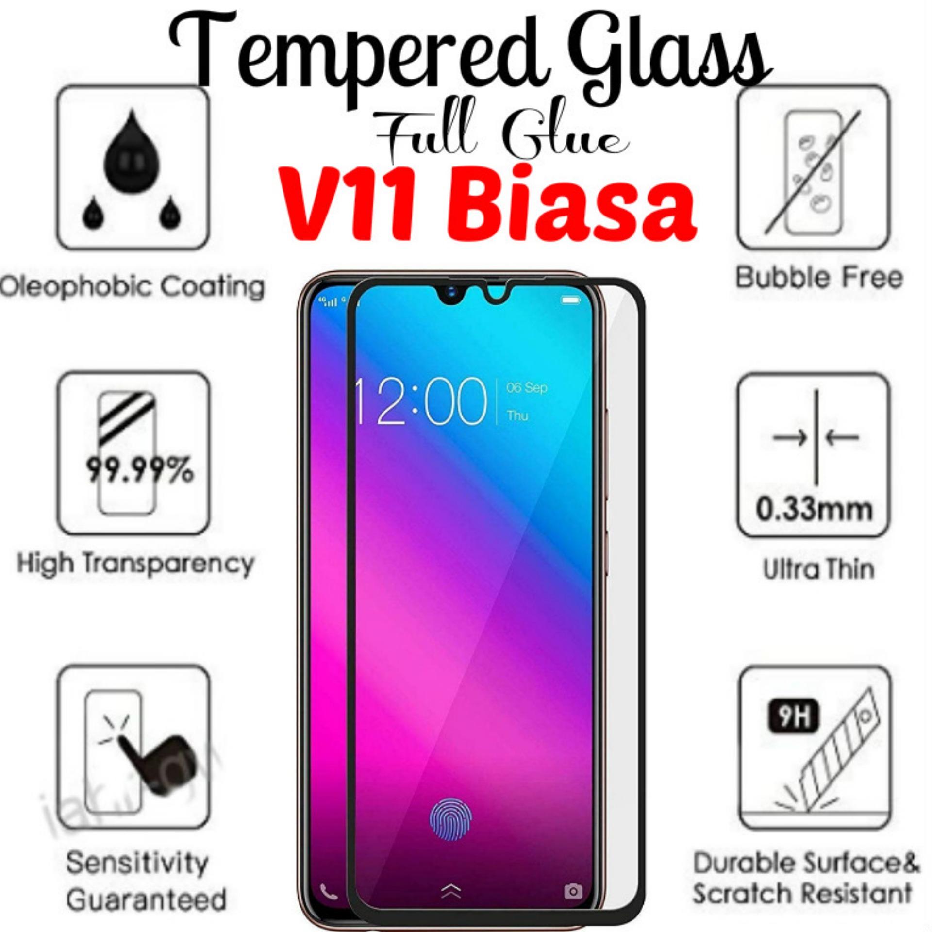 Tempered Glass 6D For Vivo V11 Biasa ) Anti Gores Kaca / Screen Guard / Screen Protector FULL SCREEN