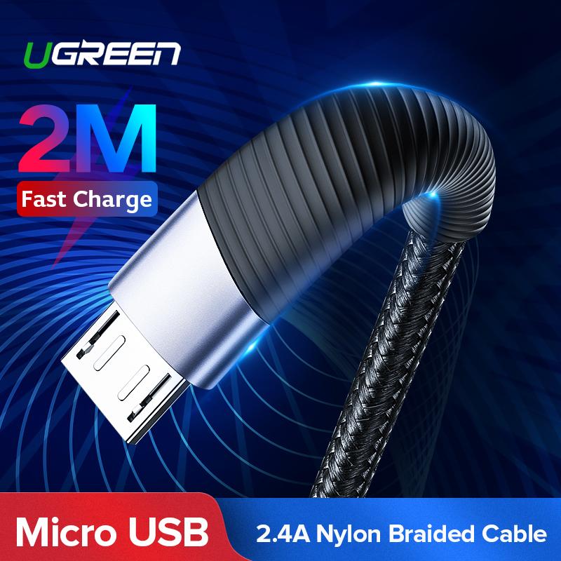 UGREEN Original Kabel Micro USB QC3.0 for Samsung J2, J5, Xiaomi Redmi, VIVO, OPPO Handphone Fast Charging Micro USB Cable for LG Android Cable USB Cord