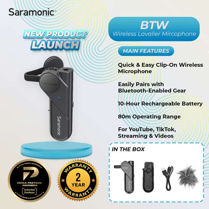 Saramonic BTW Wireless Bluetooth ClipOn Microphone Lazada Indonesia