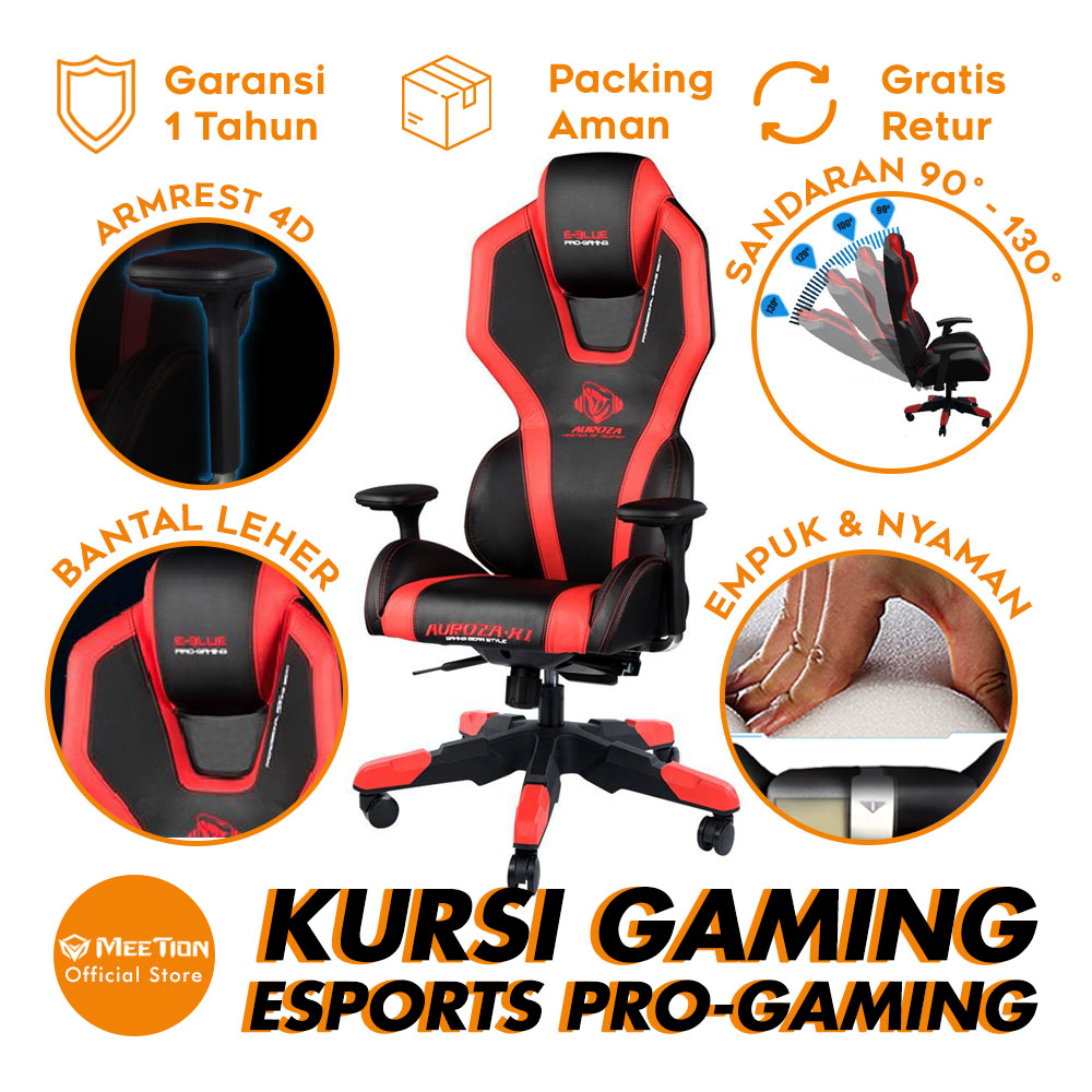 Kursi Gaming E-BLUE Auroza X1 With Premium Quality Gaming Chair ...