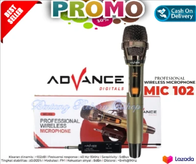 Mic Profesional Wireless Microphone ADVANCE mic 102 / mic 103 / Mic Tanpa Kabel Advance 102 / 103~BRO