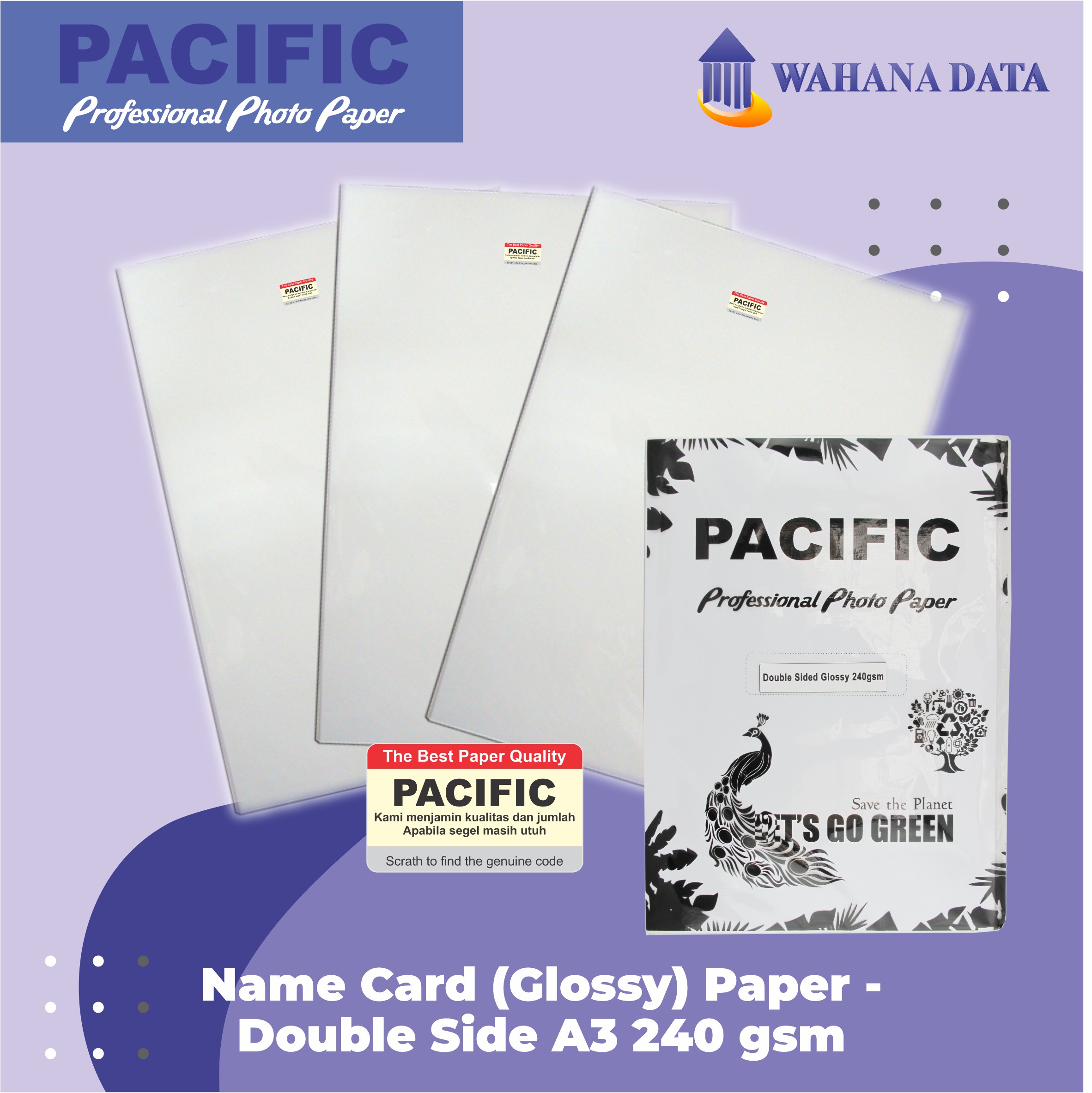 Kertas Kartu Nama PACIFIC Name Card Paper Glossy Double Side A3 240
